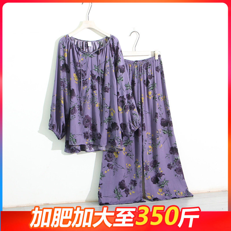 棉绸妈妈睡衣女夏季加大码