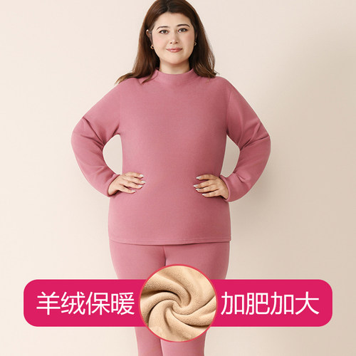 中老年女羊羔绒加厚保暖套装