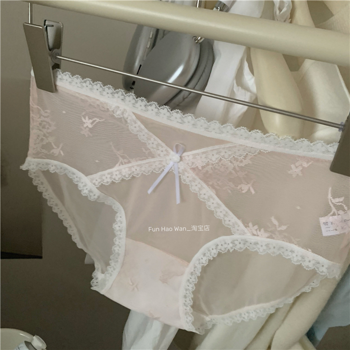 盐系氛围~软软蕾丝内裤 棉质底档 舒适中腰 透气速干网纱三角女