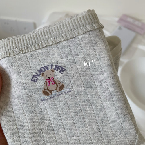 可爱氛围感~加长裆部 抑菌舒适高含棉（奶fufu小熊蝴蝶结）女内裤