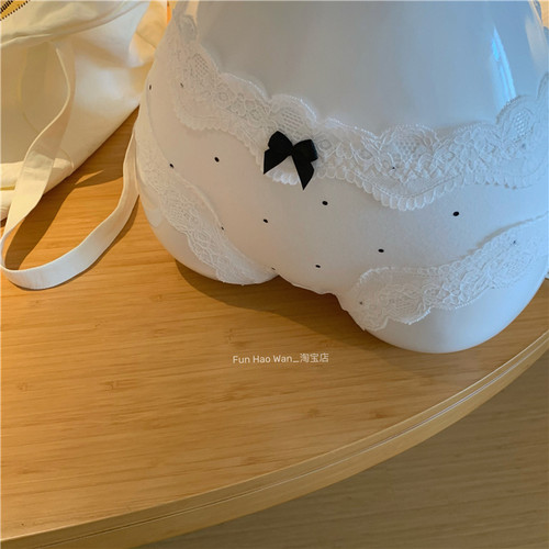 棉质点点内裤~法式感蕾丝边边 舒适中腰 女士包臀三角裤 棉质裆