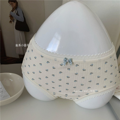 更新一些盐系小碎花内裤~加长裆部 舒适高含棉 包臀中腰女士三角