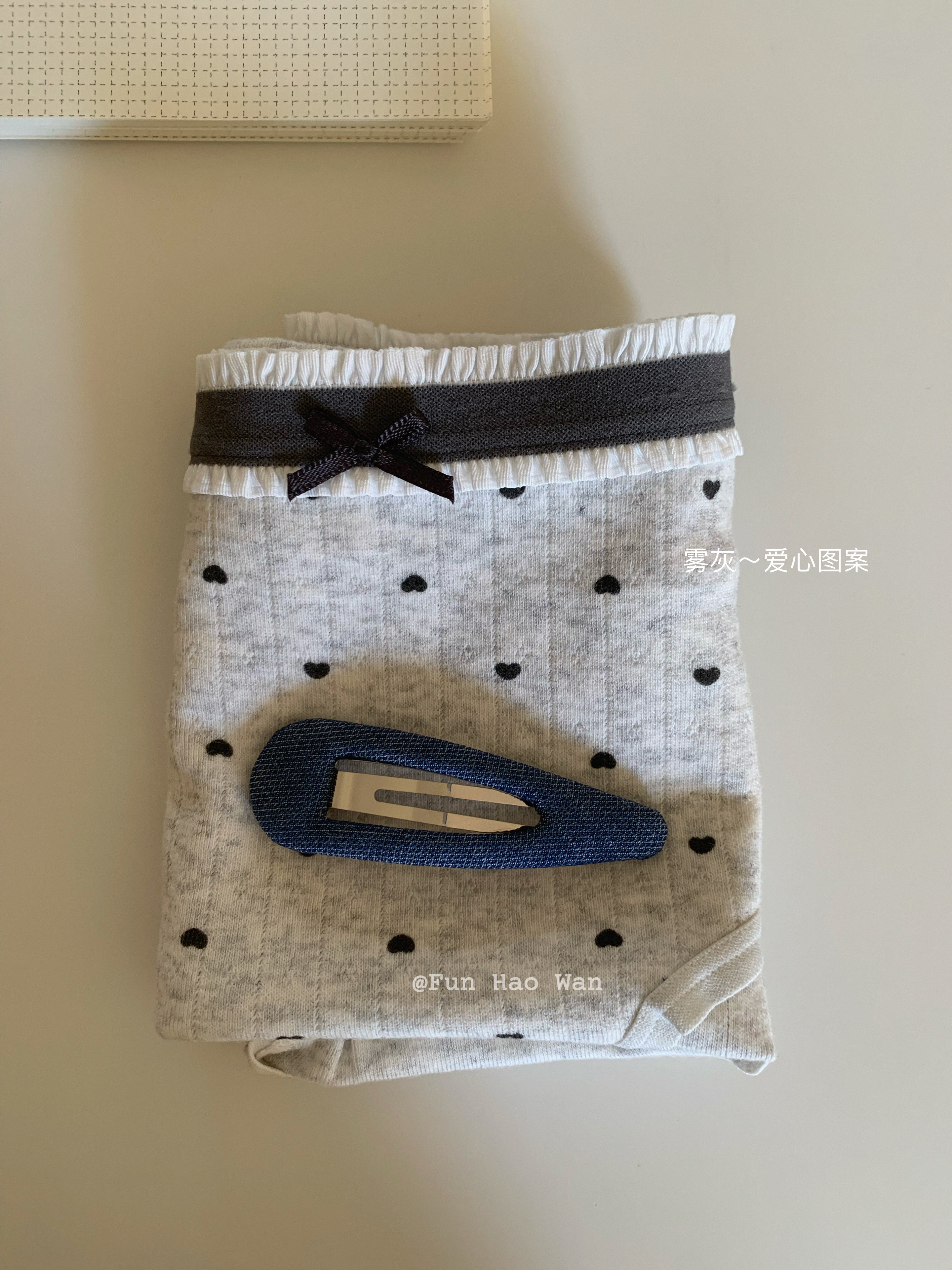 淡淡的生活～加长裆部 蝴蝶结小熊 A类抑菌灰色系内裤女 包臀中腰