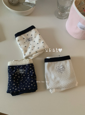 淡淡的生活～加长裆部 清冷b*.m感小碎花内裤 盐系点点三角女中腰
