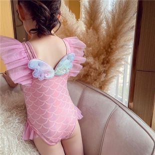 女童连体泳衣泳装 美人鱼儿童多巴胺泳衣女孩公主小宝宝 2025新款