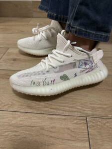 Yeezy boost 350 V2 DIY涂鸦定制夏季透气减震防滑男女鞋休闲鞋