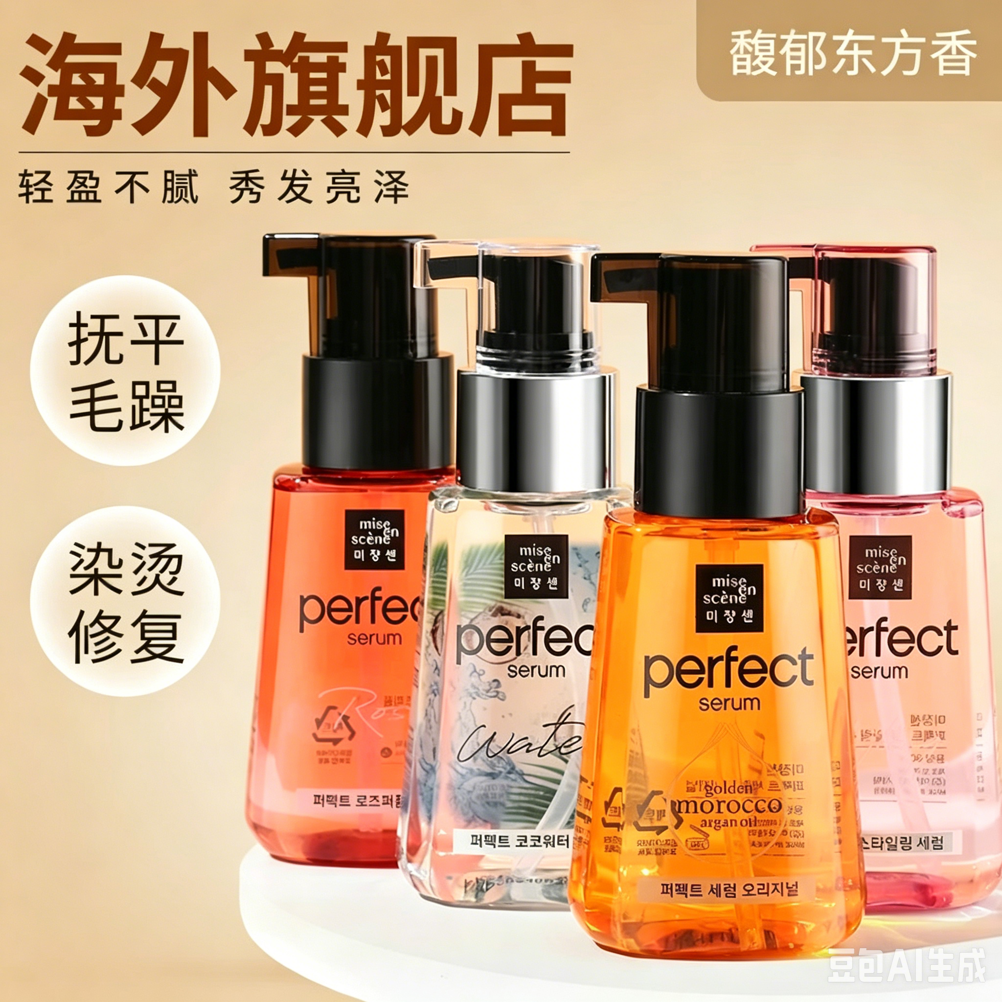 爱茉莉护发精油女改善防毛躁柔顺补水修复干枯分叉烫染头发护理油