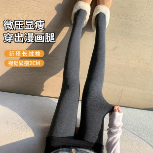瘦腿加绒加厚保暖黑色压力显瘦连裤 秋冬季 袜 女外穿新款 灰色打底裤