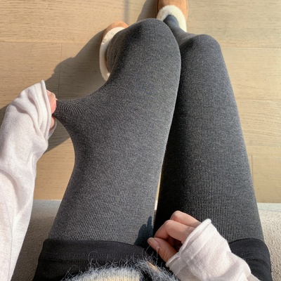 三段分压显瘦打底裤女灰色连袜