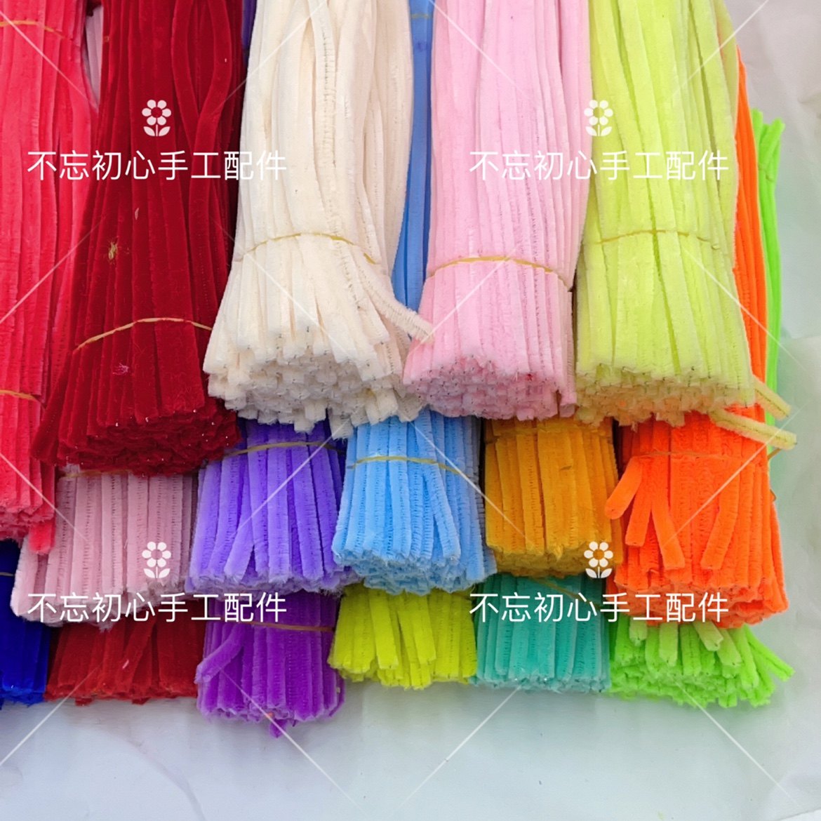 加密扭扭棒彩色毛绒条花束DIY发饰饰品材料手工仿真花超密轧带