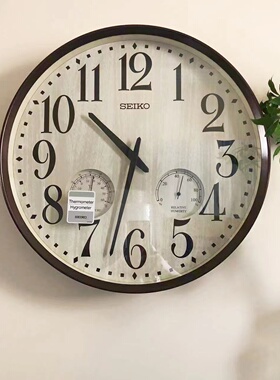 正品日本精工SEIKO日温湿度显示超静音挂钟14英寸客厅卧室783/797