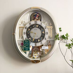 日本精工SEIKO魔幻音乐施华洛水晶挂钟北欧客厅静音钟QXM290S