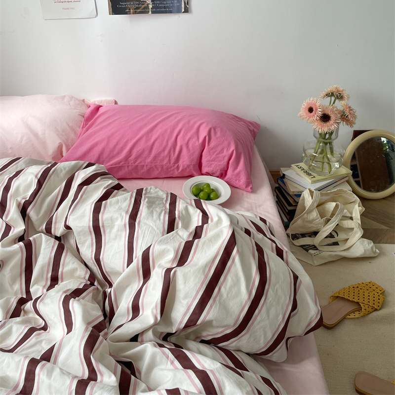 四件套全棉复古风条纹