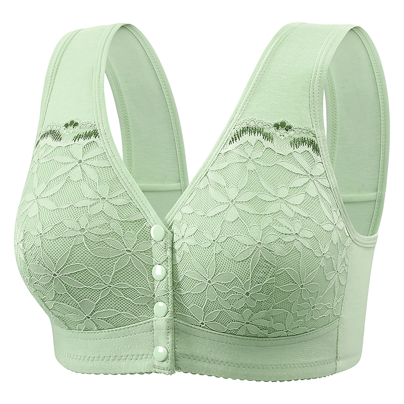 加大码软绵薄款前扣内衣女200斤胖妈妈无钢圈聚拢文胸背心式胸罩