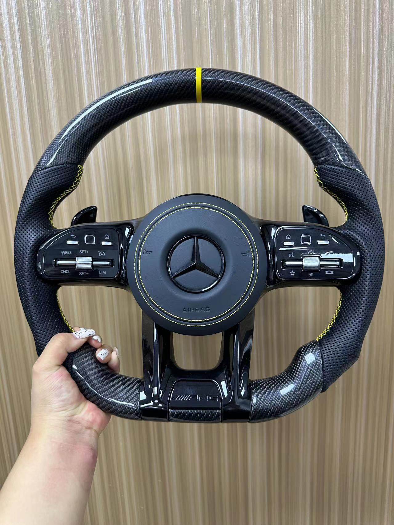 thumbnail for It is suitable for Mercedes-Benz old modifications to new AMG carbon fiber steering wheels AE300CSGR level GLC260GLESGT