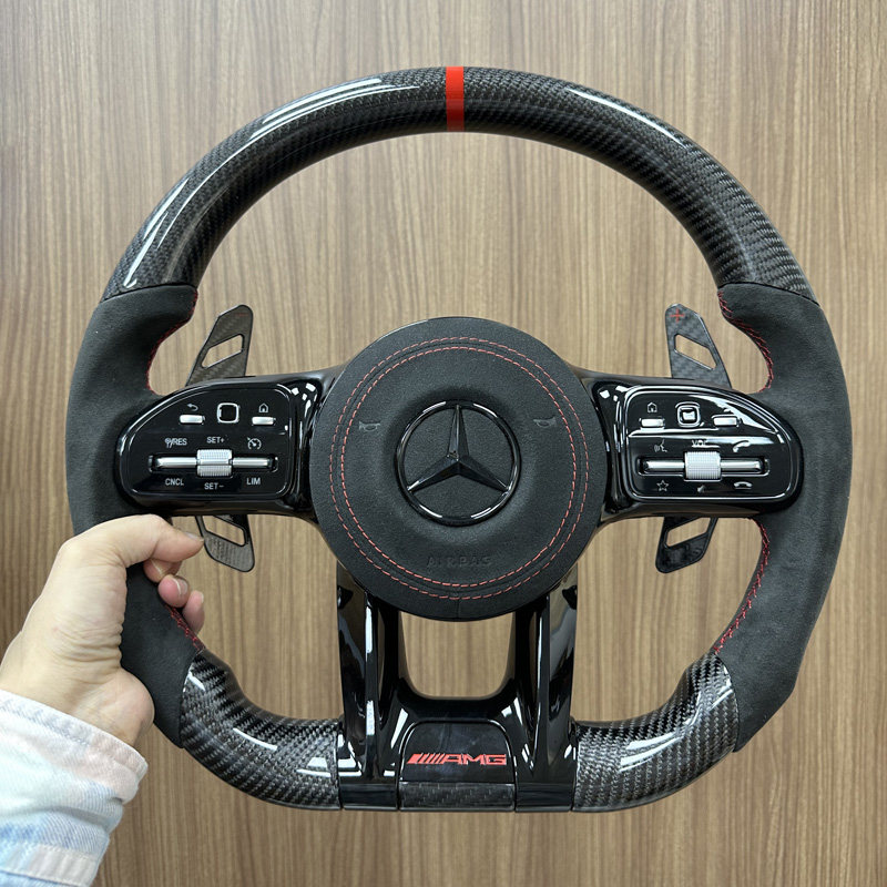 thumbnail for It is suitable for Mercedes-Benz old modifications to new AMG carbon fiber steering wheels AE300CSGR level GLC260GLESGT