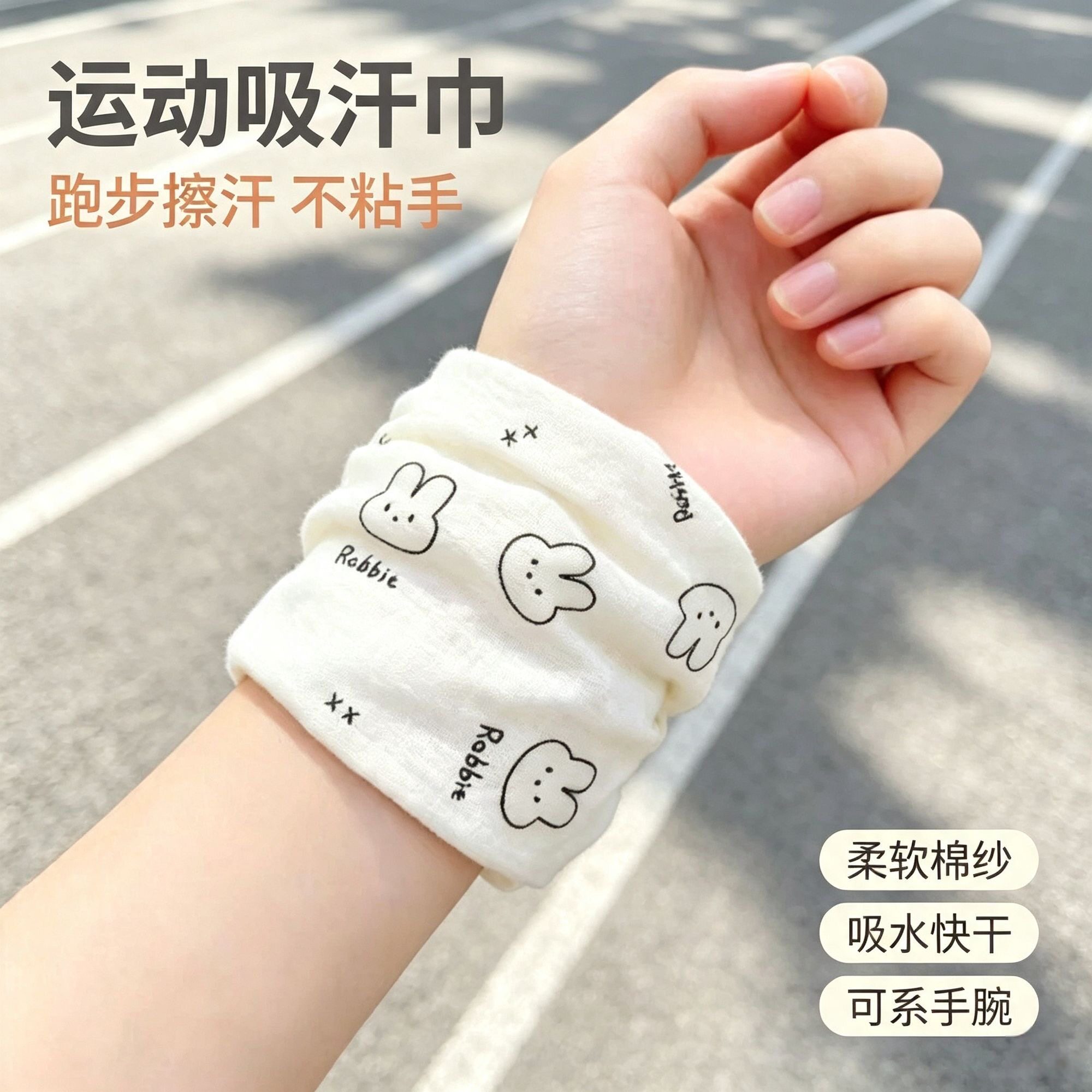 三角巾女运动护腕擦汗吸汗跑步瑜伽健身羽毛球篮球网球手腕护套男