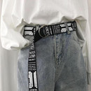 带女 简约百搭学生裤 双环扣帆布腰带男士 字母皮带男潮年轻人韩版