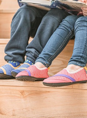 Fitkicks秋季保暖儿童棉拖鞋包跟男女童室内大码防滑托鞋包根外穿