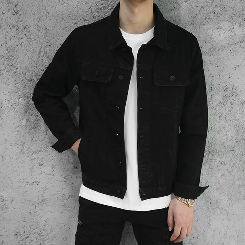 Tide, черная джинсовая демисезонная ретро куртка, в американском стиле