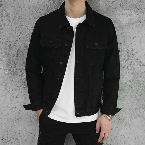 Tide, черная джинсовая демисезонная ретро куртка, в американском стиле