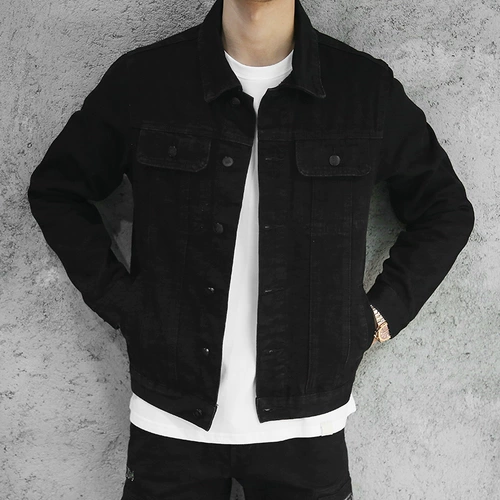 Tide, черная джинсовая демисезонная ретро куртка, в американском стиле