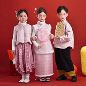 小蜜糖童装 潮 马甲喜庆拜年服套装 定胜韶光 系列拜年服改良新中式