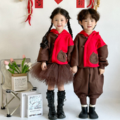 小蜜糖童装 秋冬男童女童福袋刺绣卫衣卫裤 不一样 过年服儿童套装