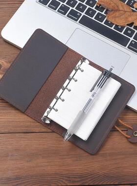 复古A8牛皮活页本手账本便携记事本笔记本M5随身记录口袋本
