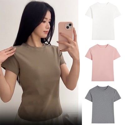 优衣厍纯棉白色正肩短袖t恤女
