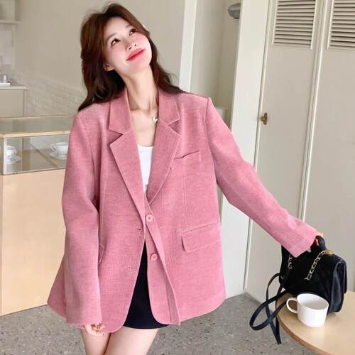 春C208-2C新款女气西装外套女质装感炸街休闲百搭西季服配领带