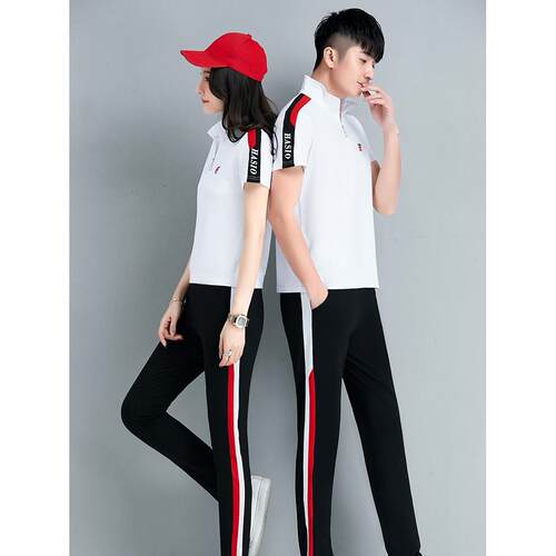 70834642情侣运动套袖装男夏女季短时尚休闲步健身服立领卫衣两件