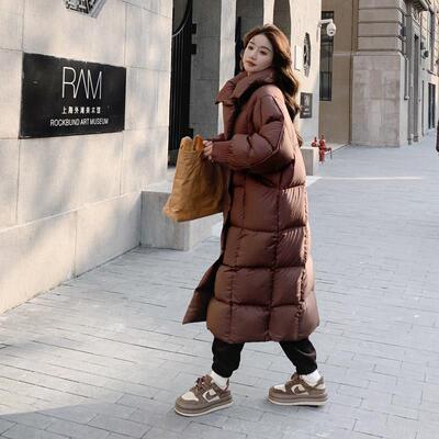 灰风色慵懒服长款羽绒女冬季年级过膝白ZXIANG91鸭绒保暖大感被子