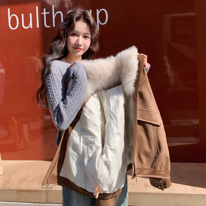 新款绒个短款羽宽服c062-280松小子绒皮毛外套