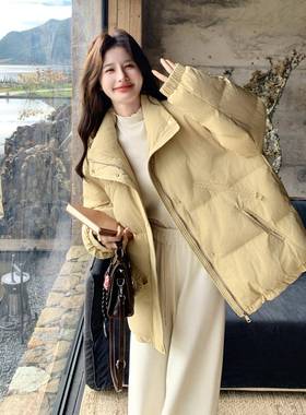 呼黄色看奶呼白好鸭绒羽绒服女加厚保暖冬ZMIAO657季款小个新子外