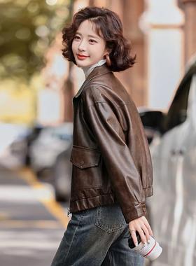 休机车闲服皮衣外套女春秋克季款新皮JFM夹时尚百搭上衣