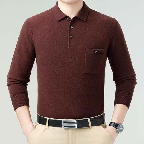 秋冬新款男外式25H58185羊绒衫头中老年男士套翻休领羊毛闲穿打底