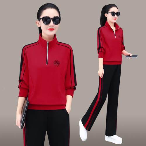 运动装套女春秋季新款外时尚套春装洋76099206气立领卫衣闲服两休