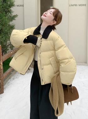 鸭黄色奶呼短款C20-558翻领羽绒服女冬新款小个呼洋气保子暖白绒