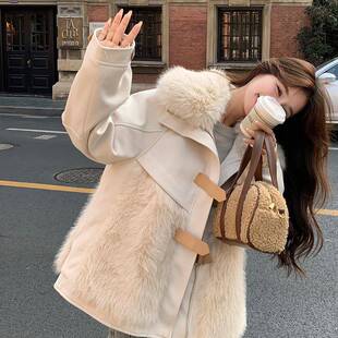 米杏色毛季拼接短羽绒皮服女b228-A5冬年新款加厚保暖气款质减龄