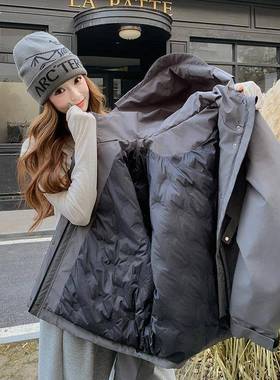 气灰色锋衣派克服羽绒服女冬新款C01-19风冲白洋鸭绒爆款防外套