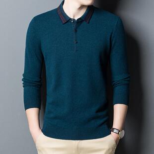 休闲翻爸3119 羊羊绒衫 YA领纯色厚款 冬爸装 季 针织毛衫 中老年男士