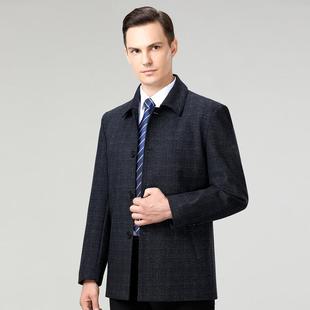 高中年217 J夹克士男商务休闲外翻领羊毛夹克领端导干部羊毛免烫