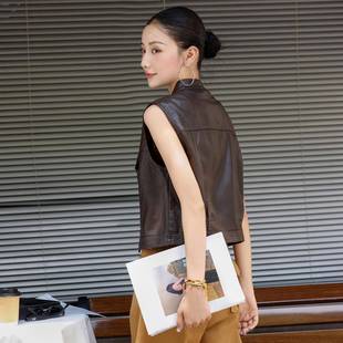 时尚皮衣马外套女新春秋显瘦洋气上款夹WZA衣皮克立领甲