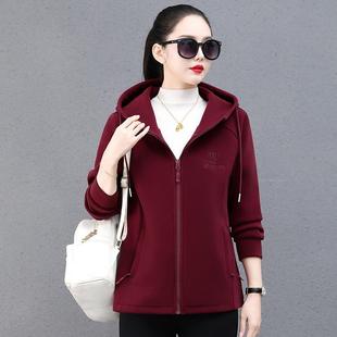纯棉绒卫衣外套女年冬季款宽松中年妈妈厚加保暖开加衫新98419666
