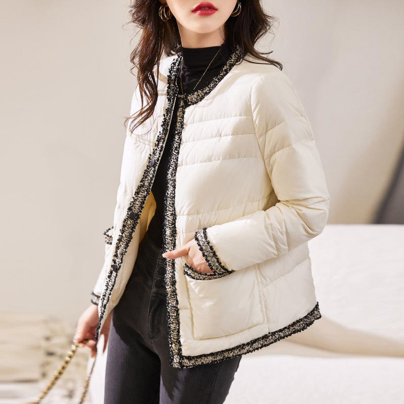 香ZHANG762薄风羽绒轻服小女冬年新款设计感小个子短款时尚白鸭绒