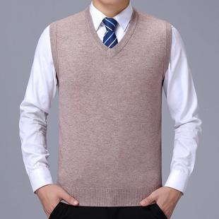 P领爸心装 针套头马甲中老年爸6500 坎肩毛衣 羊毛背男士 秋冬新织款