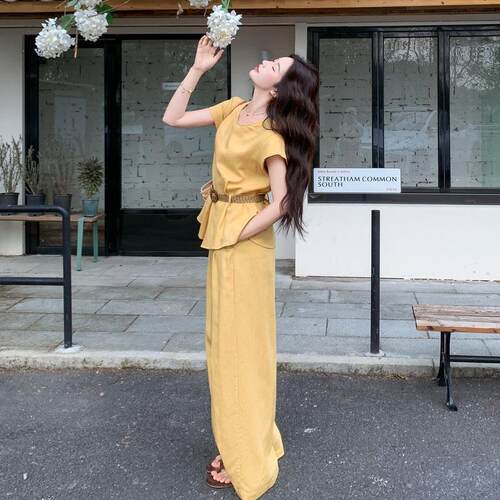 夏梨形腰身材穿搭显瘦套装女B171-XW9季新款高级感收衣阔上腿裤两
