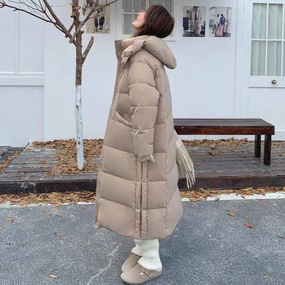奶茶色长款鸭绒羽绒服女新款高感过膝保暖被大白子级c19-865厚外