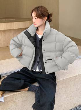 紫色D122-275立领羽绒女短冬季韩版包设计服感保款暖面服白鸭绒外